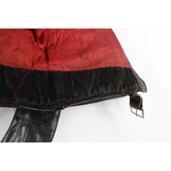 Vintage 50s 38 Thrashed Horsehide Leather Belted Motorcycle Jacket Dark Brown